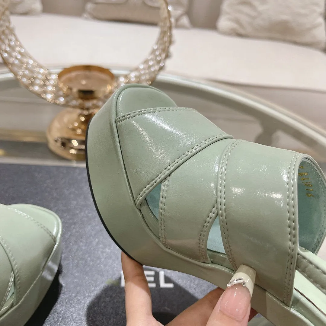 sandals light turquoise patent crumpled lambskin
