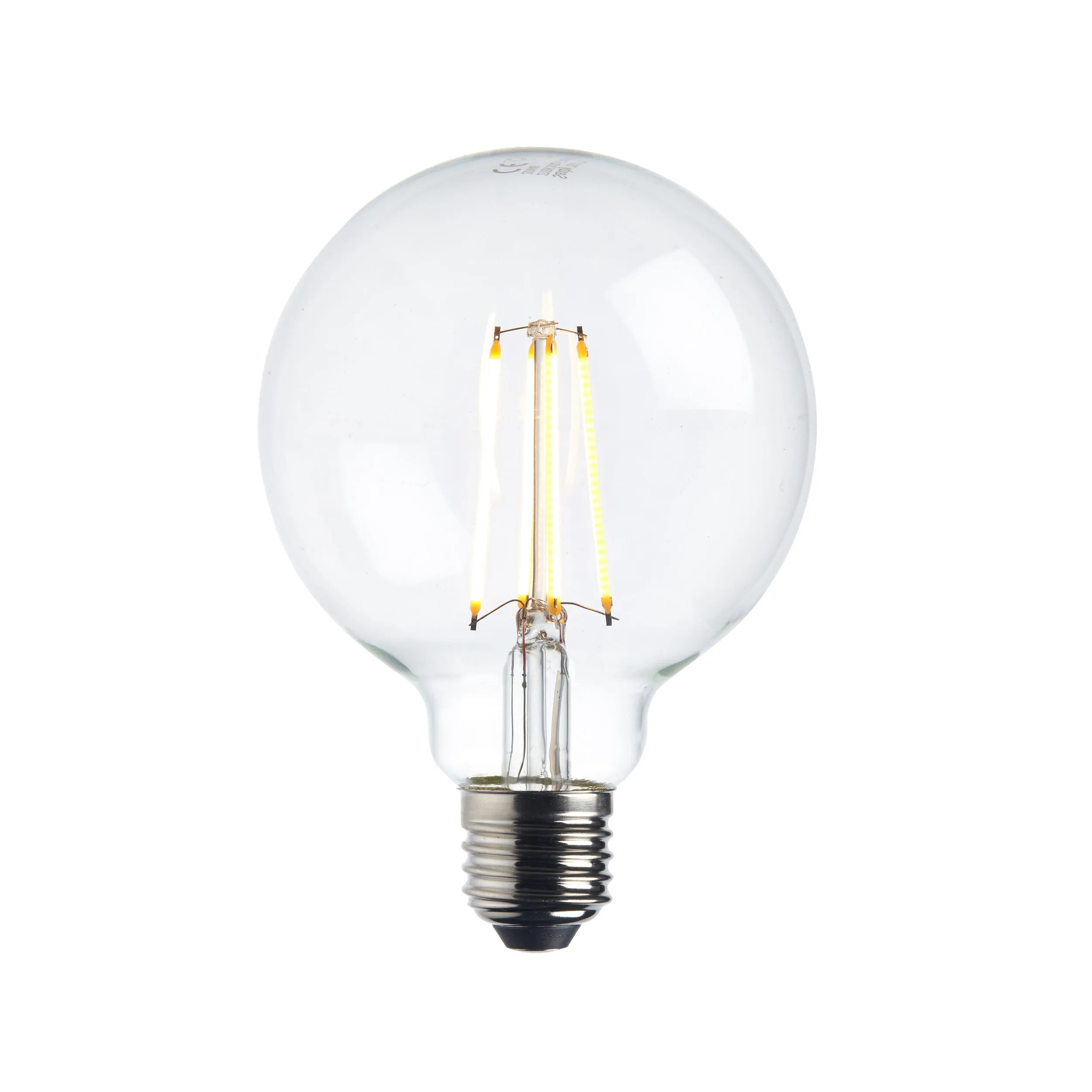 Saxby 76801 E27 LED filament globe dimmable 95mm 7W Clear glass & bright nickel plate 7W LED E27 Warm White