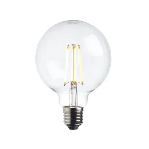 Saxby 76801 E27 LED filament globe dimmable 95mm 7W Clear glass & bright nickel plate 7W LED E27 Warm White