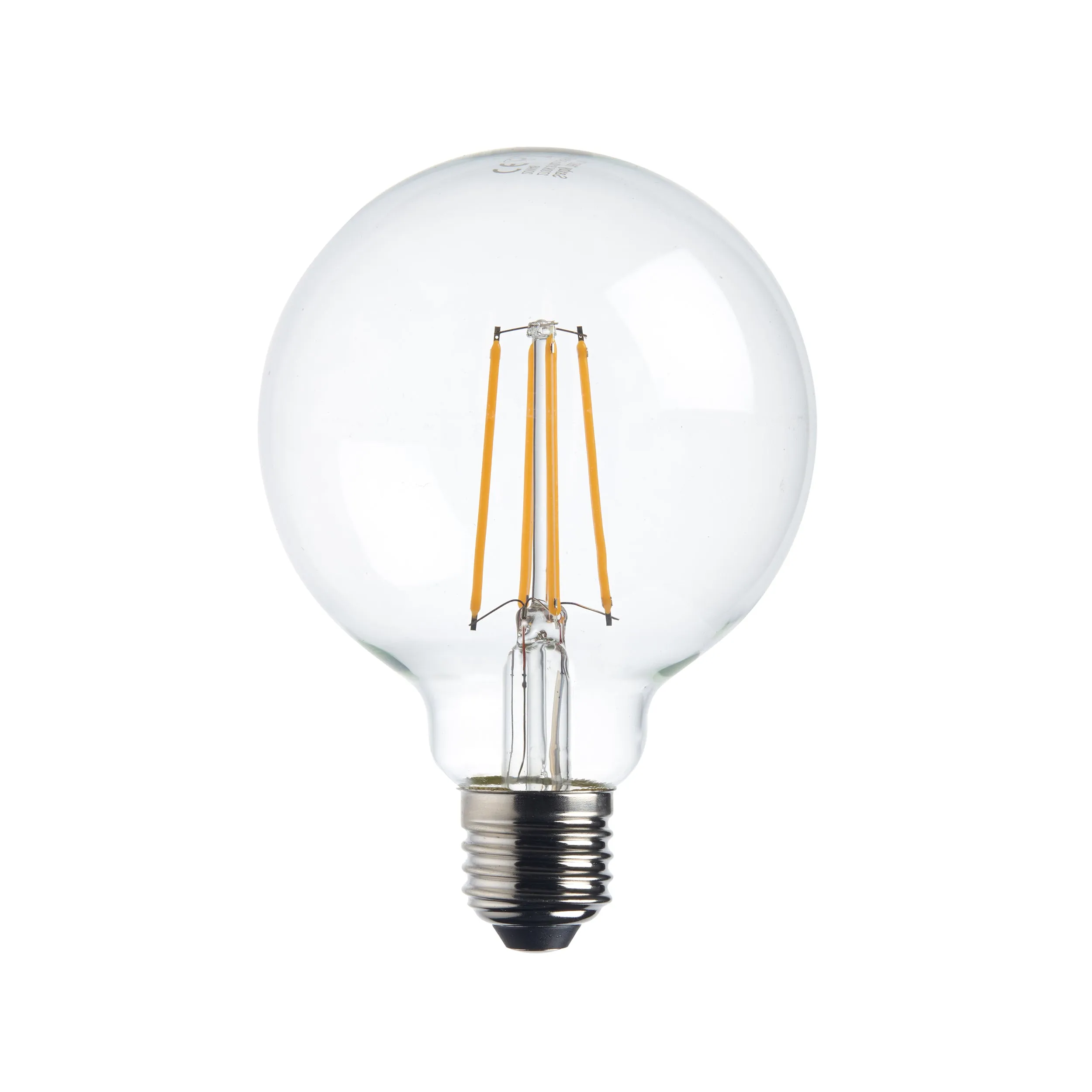 Saxby 76801 E27 LED filament globe dimmable 95mm 7W Clear glass & bright nickel plate 7W LED E27 Warm White