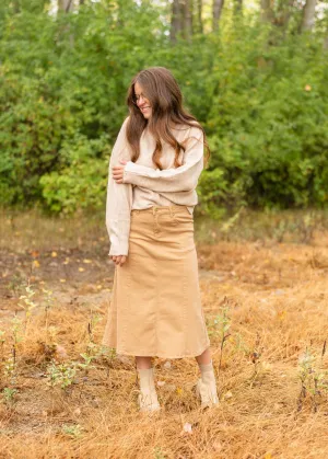 Shayla Paneled Khaki Denim Skirt - FINAL SALE