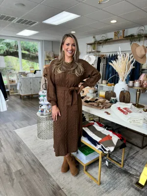 Show Me Your MuMu - Barb Sweater Dress - Chocolate Cable Knit