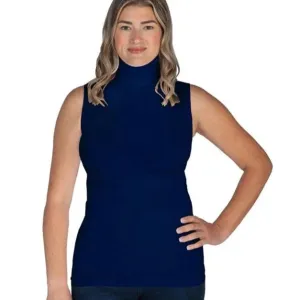 SKNY T Sleeveless T-Neck Top - Navy