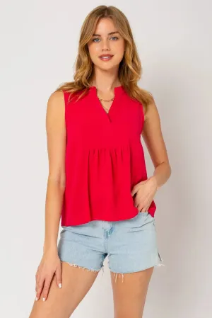 Sleeveless V-Neck Flowy Top