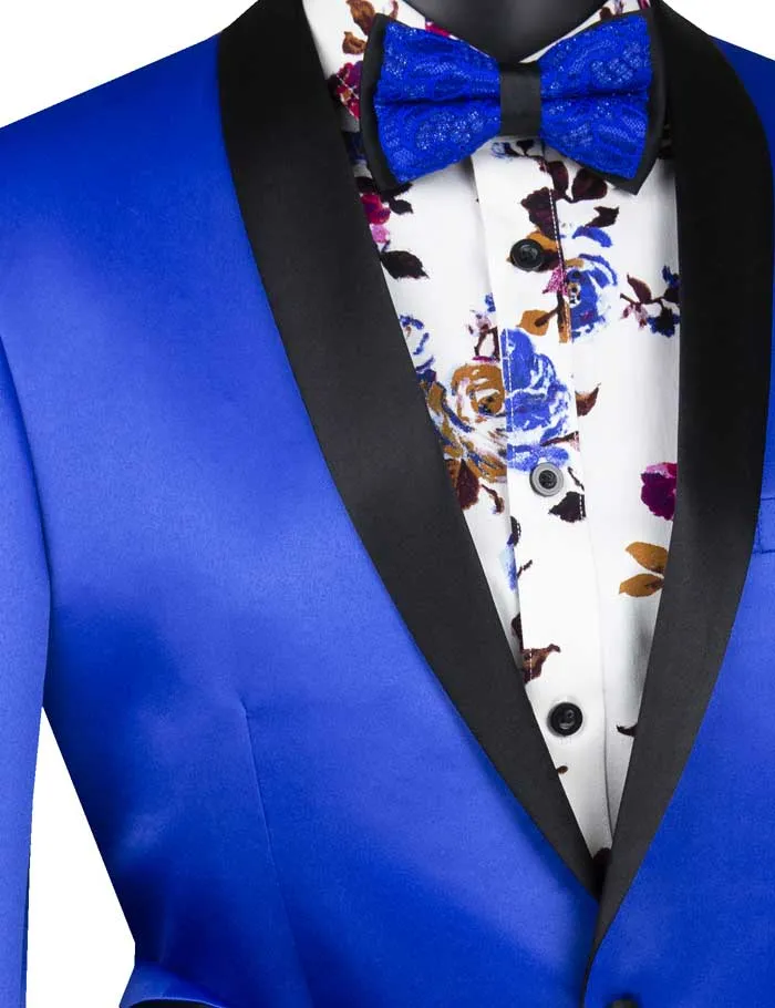 Slim Fit Sport Coat with Narrow Shawl Lapel (Royal Blue) BST-1