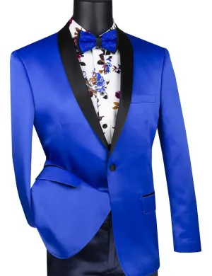 Slim Fit Sport Coat with Narrow Shawl Lapel (Royal Blue) BST-1