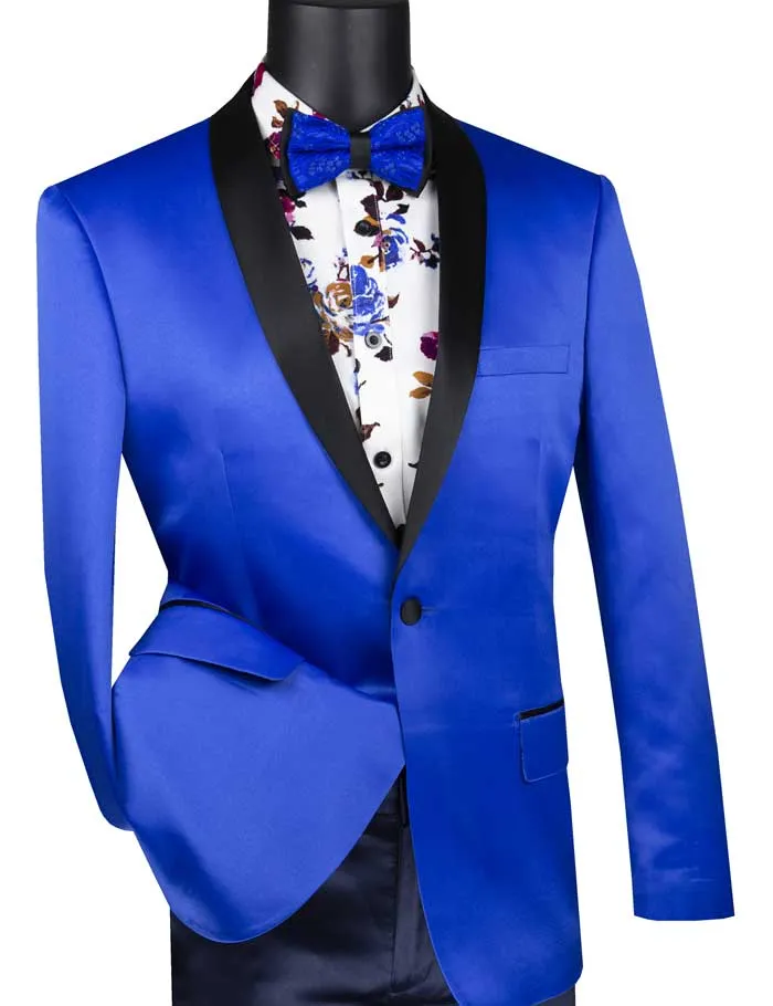 Slim Fit Sport Coat with Narrow Shawl Lapel (Royal Blue) BST-1