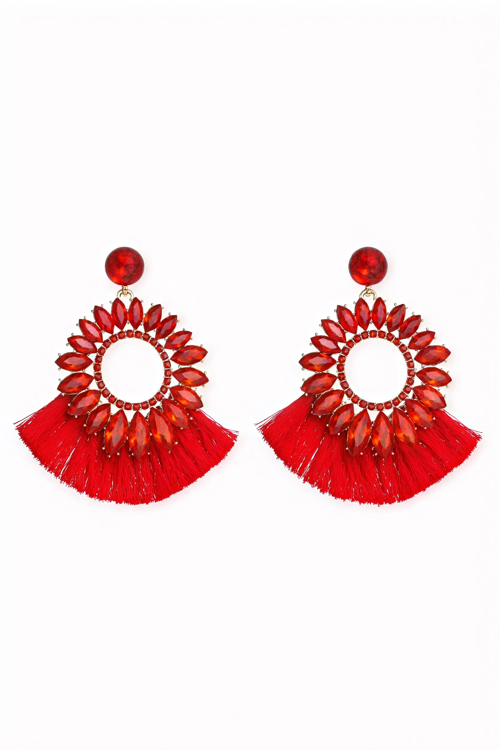 Statement Gemstone Tassel Drop Earrings