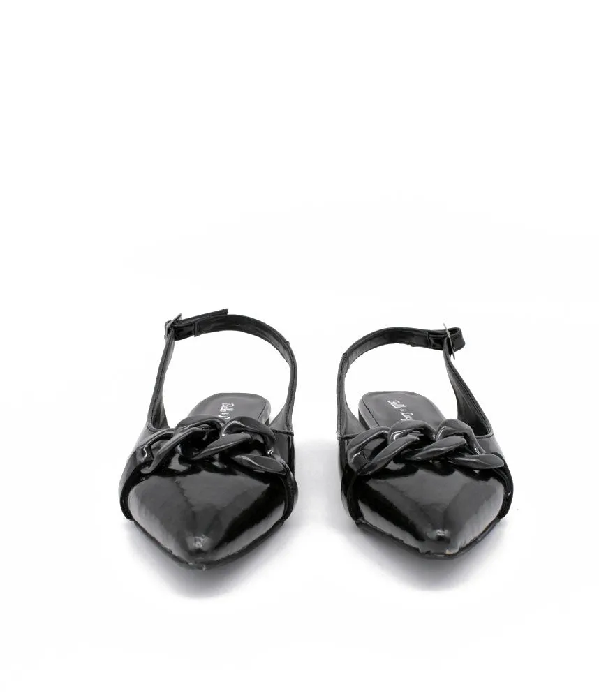 Stylish Black Patent Slingback Flats