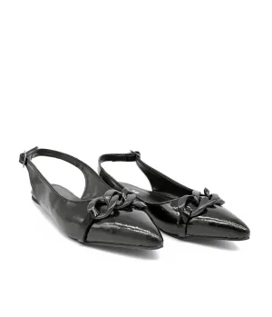 Stylish Black Patent Slingback Flats