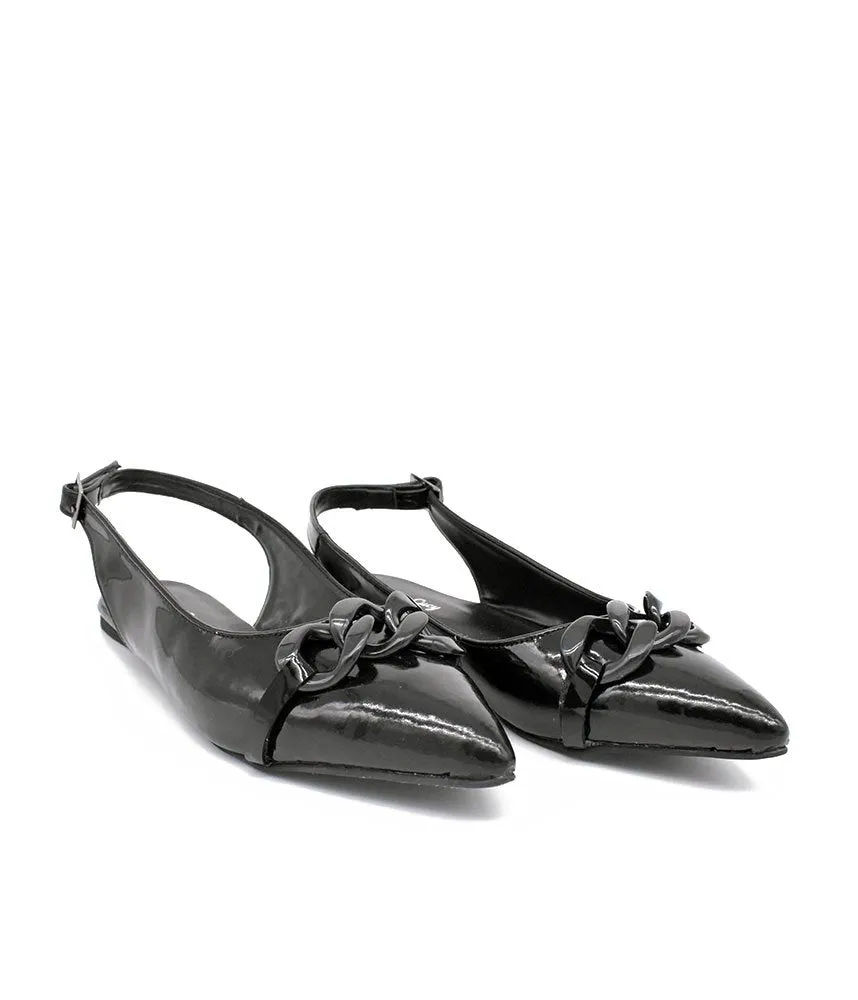 Stylish Black Patent Slingback Flats