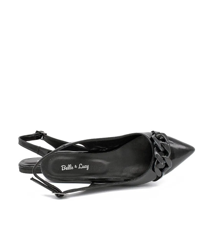 Stylish Black Patent Slingback Flats