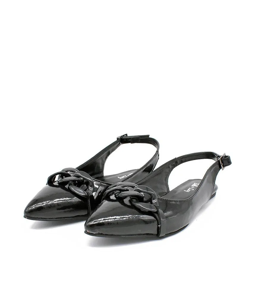 Stylish Black Patent Slingback Flats
