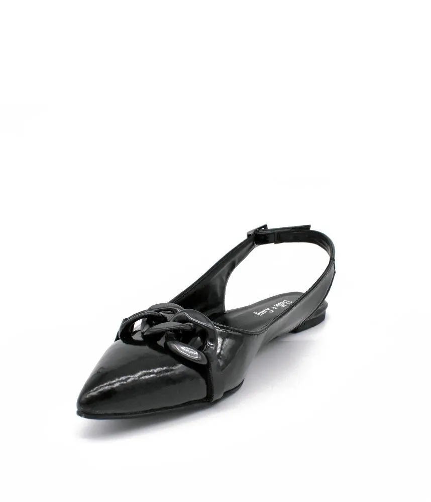 Stylish Black Patent Slingback Flats