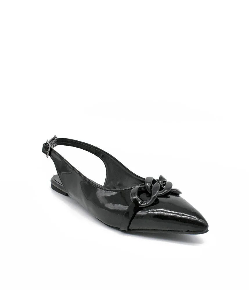 Stylish Black Patent Slingback Flats