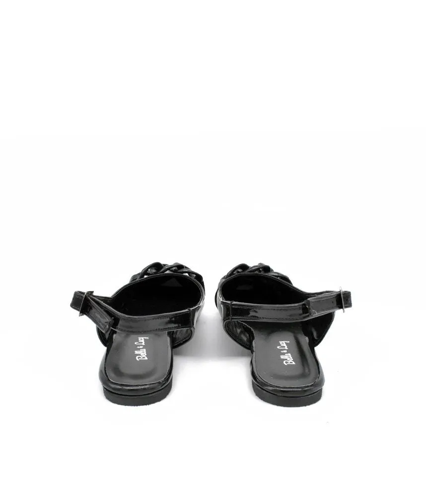 Stylish Black Patent Slingback Flats