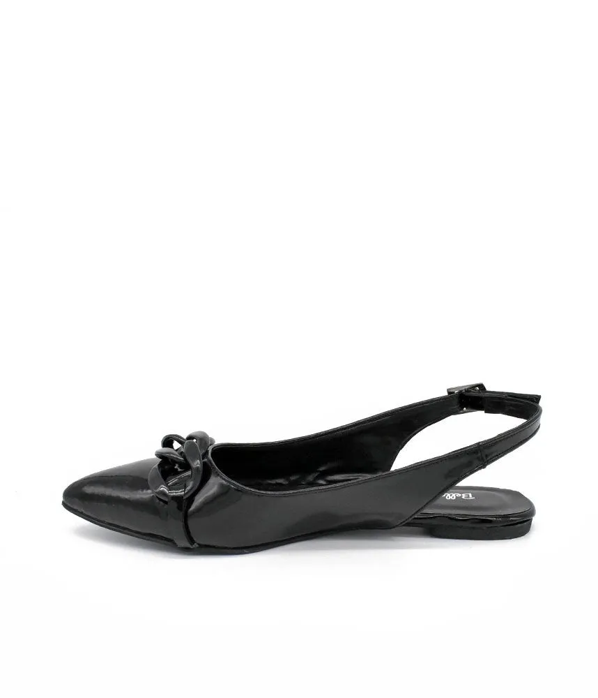 Stylish Black Patent Slingback Flats