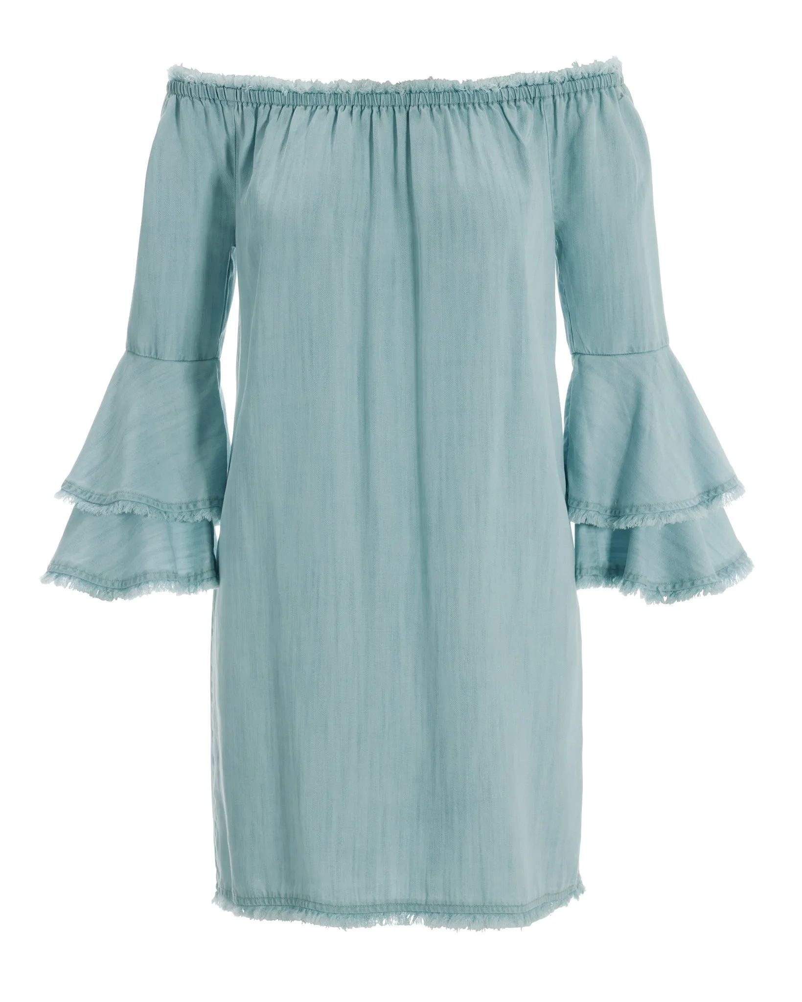 Summer Essentials Tencel Off The Shoulder Dress Light Wash