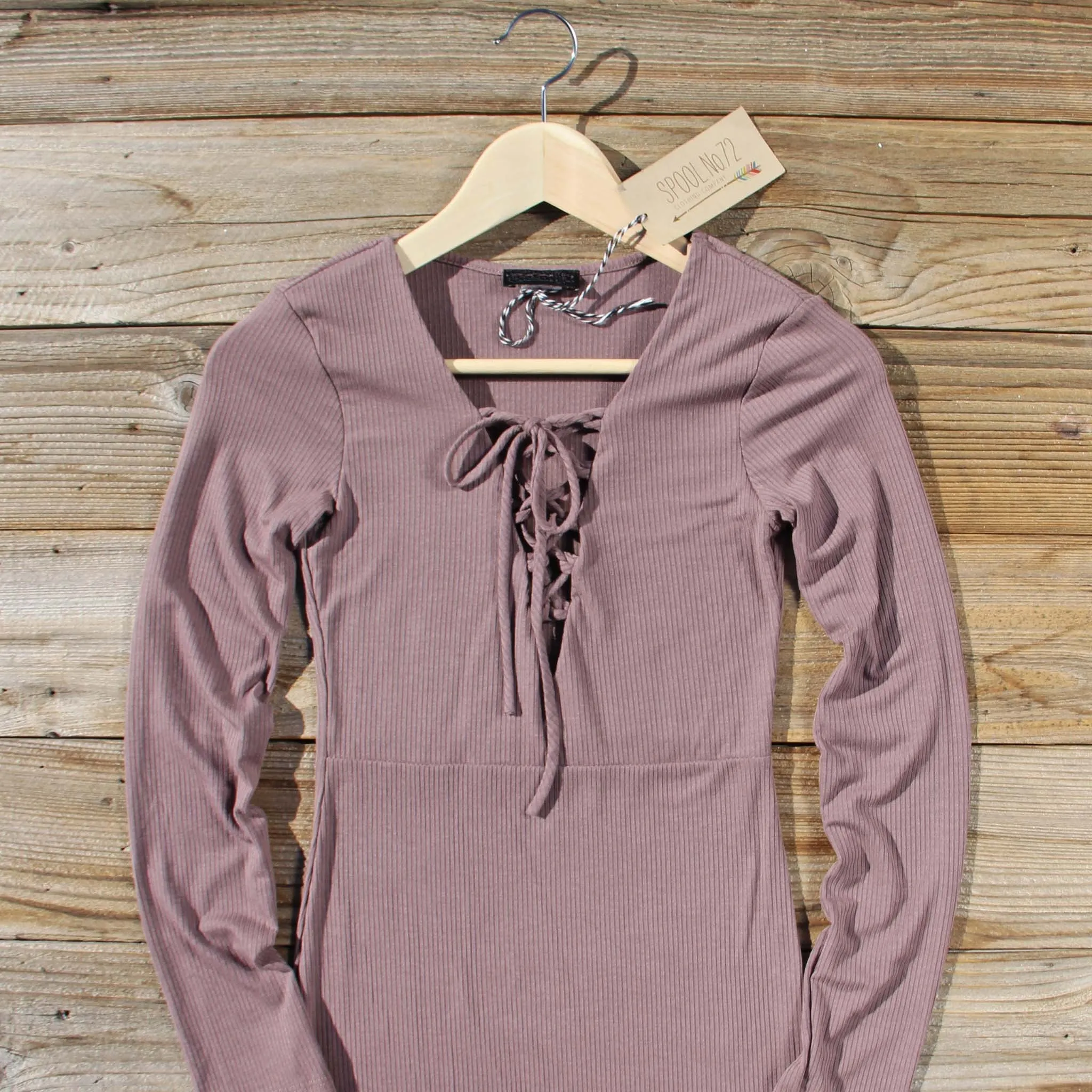 Sweet Lace-up Dress in Mauve