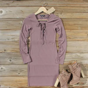 Sweet Lace-up Dress in Mauve
