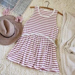 Sweet Stripe Layering Tank in Rose