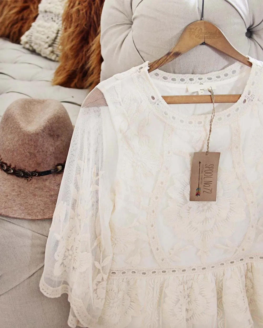 Tainted Rose Lace Top in White