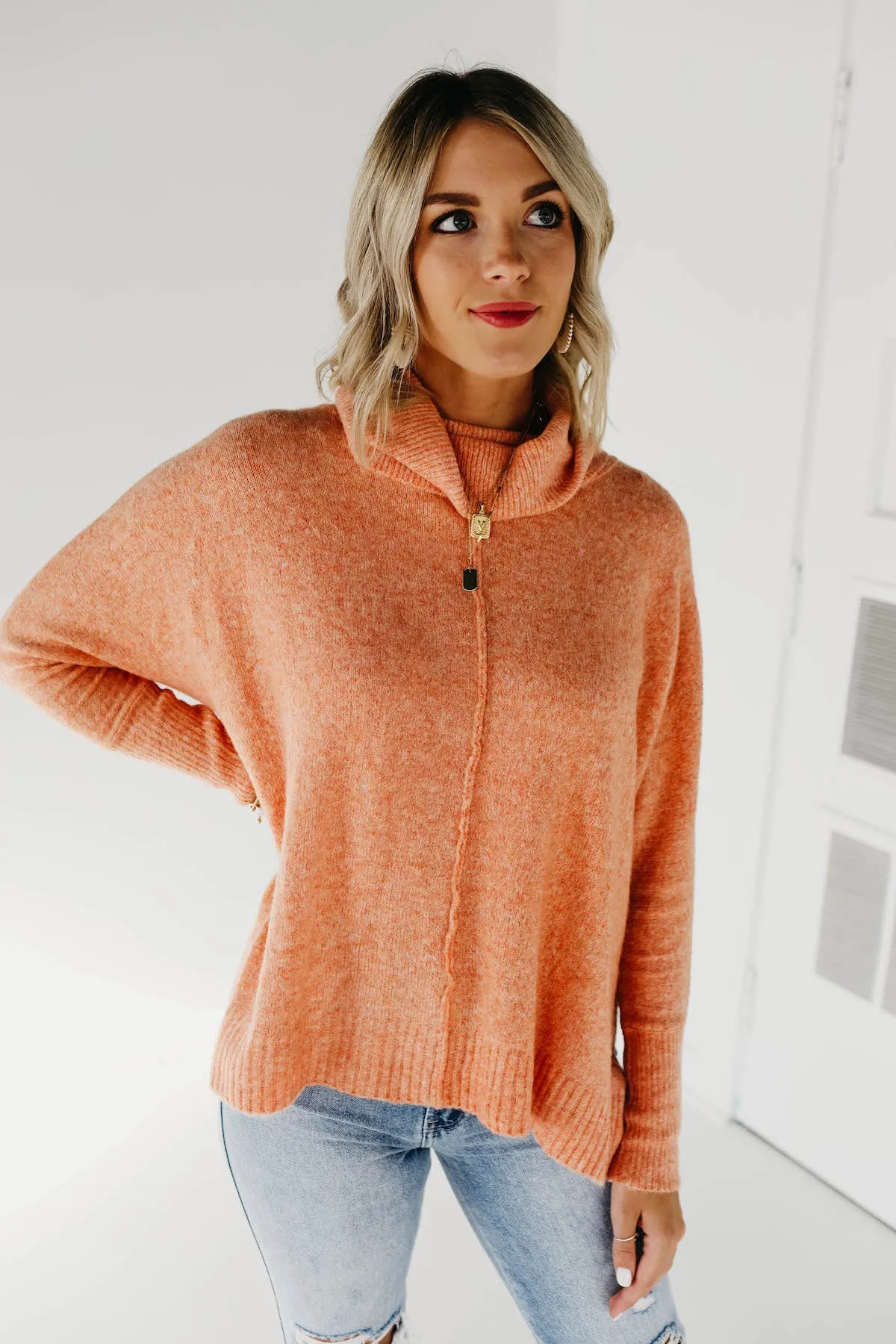 The Jack Cowl Neck Seam Dolman Sweater - Orange