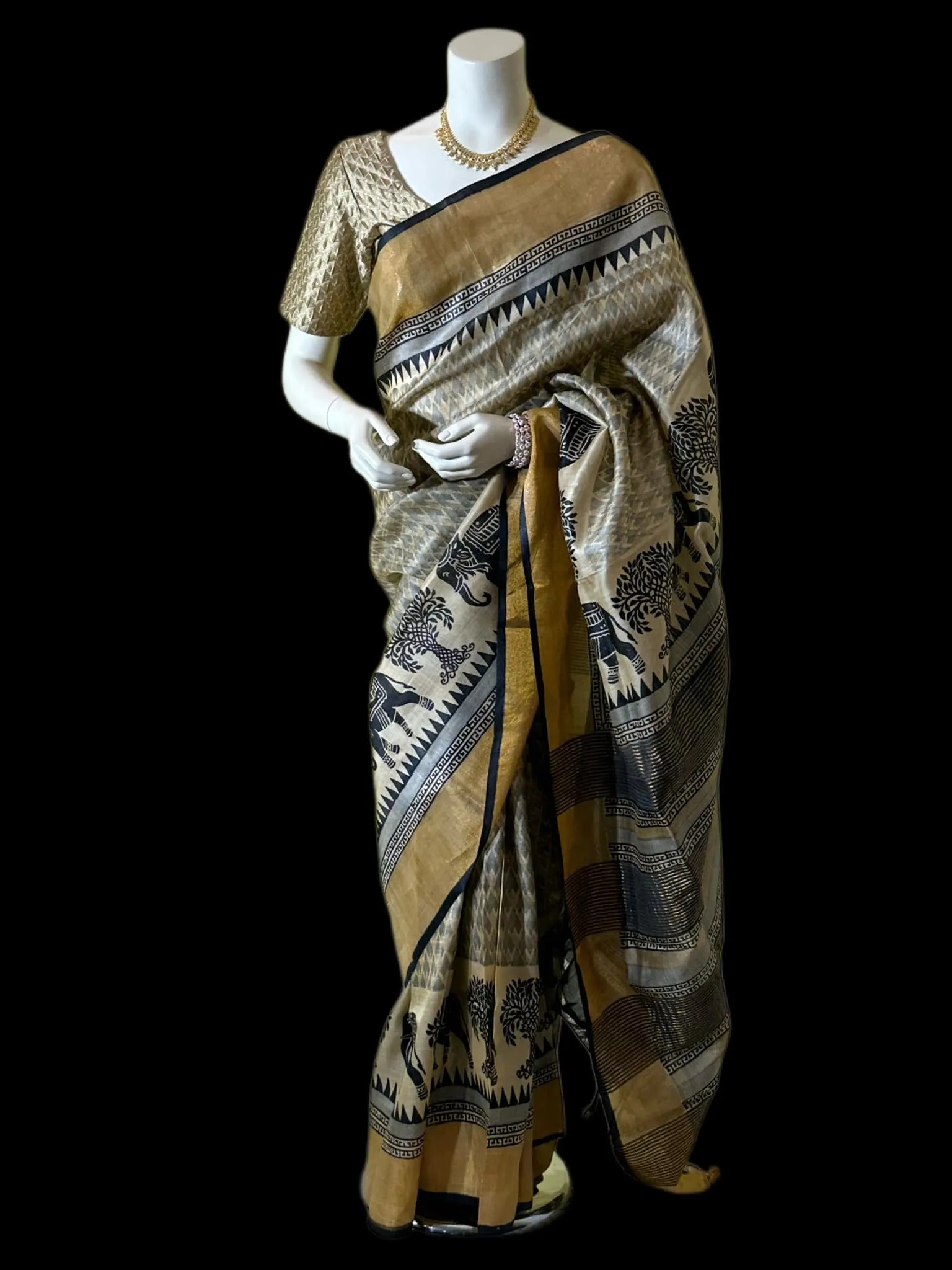 TS042923003 - Tussar Silk with Kalamkari Print
