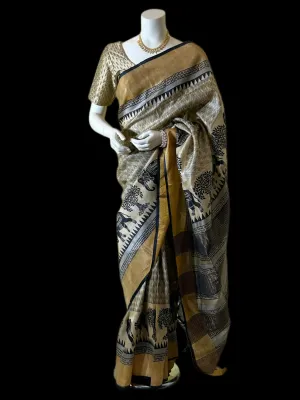 TS042923003 - Tussar Silk with Kalamkari Print