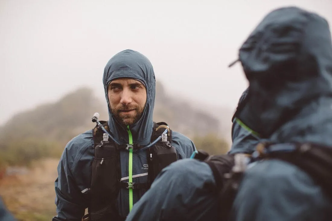 Veste imperméable de running & trail running Homme - KIPRUN Run 500 Rain Noire