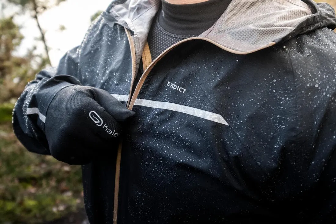 Veste imperméable de running & trail running Homme - KIPRUN Run 500 Rain Noire
