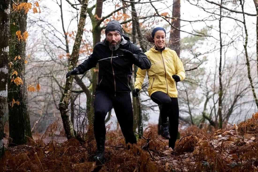 Veste imperméable de running & trail running Homme - KIPRUN Run 500 Rain Noire
