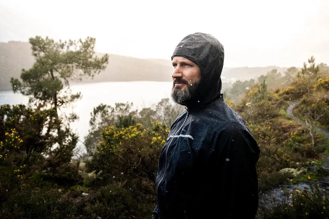 Veste imperméable de running & trail running Homme - KIPRUN Run 500 Rain Noire