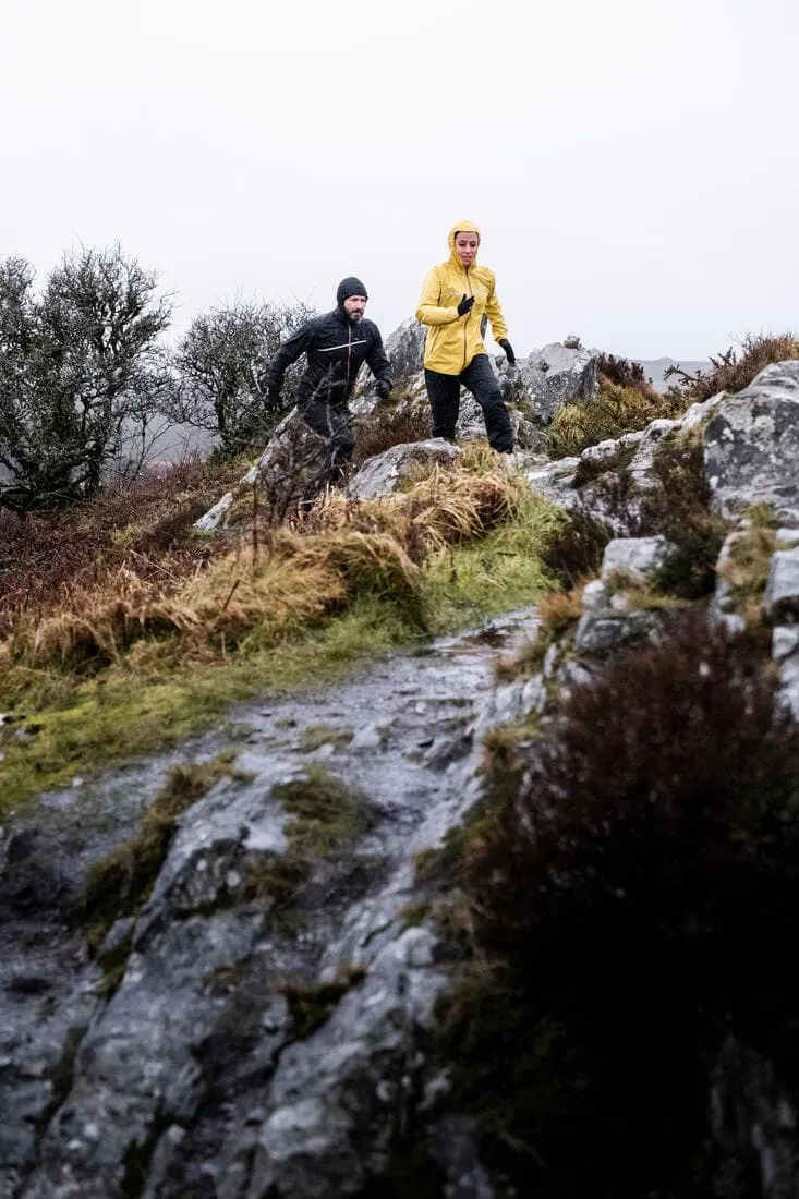 Veste imperméable de running & trail running Homme - KIPRUN Run 500 Rain Noire