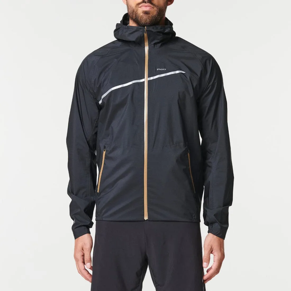 Veste imperméable de running & trail running Homme - KIPRUN Run 500 Rain Noire