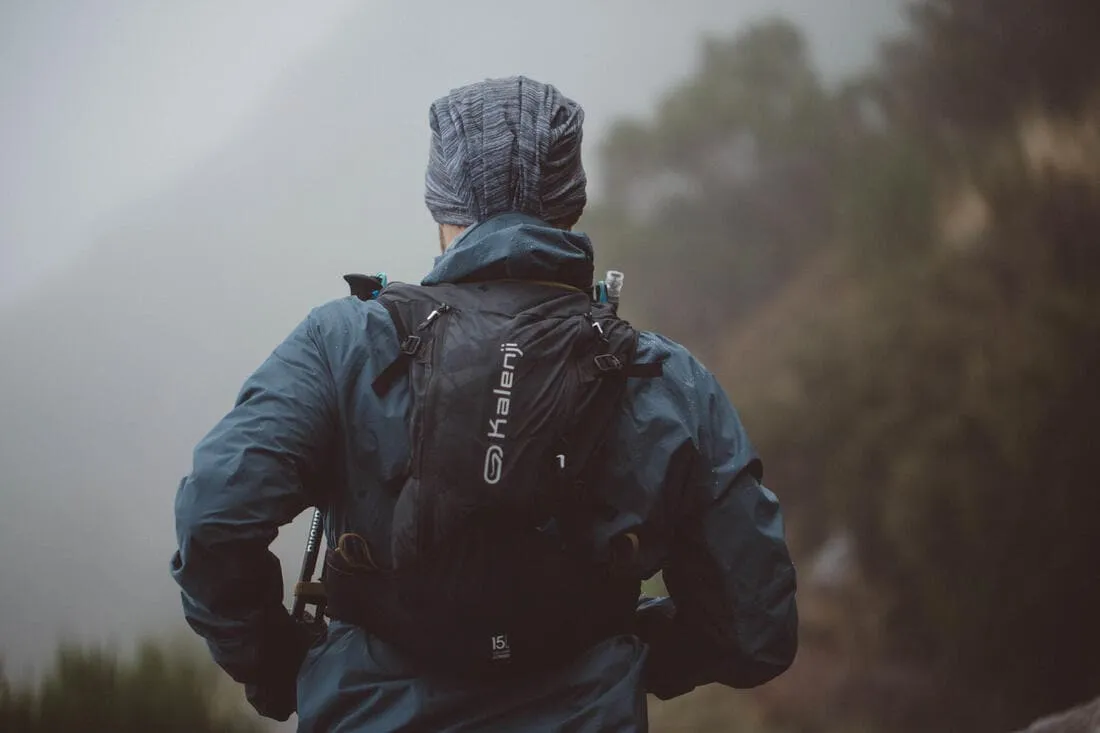 Veste imperméable de running & trail running Homme - KIPRUN Run 500 Rain Noire