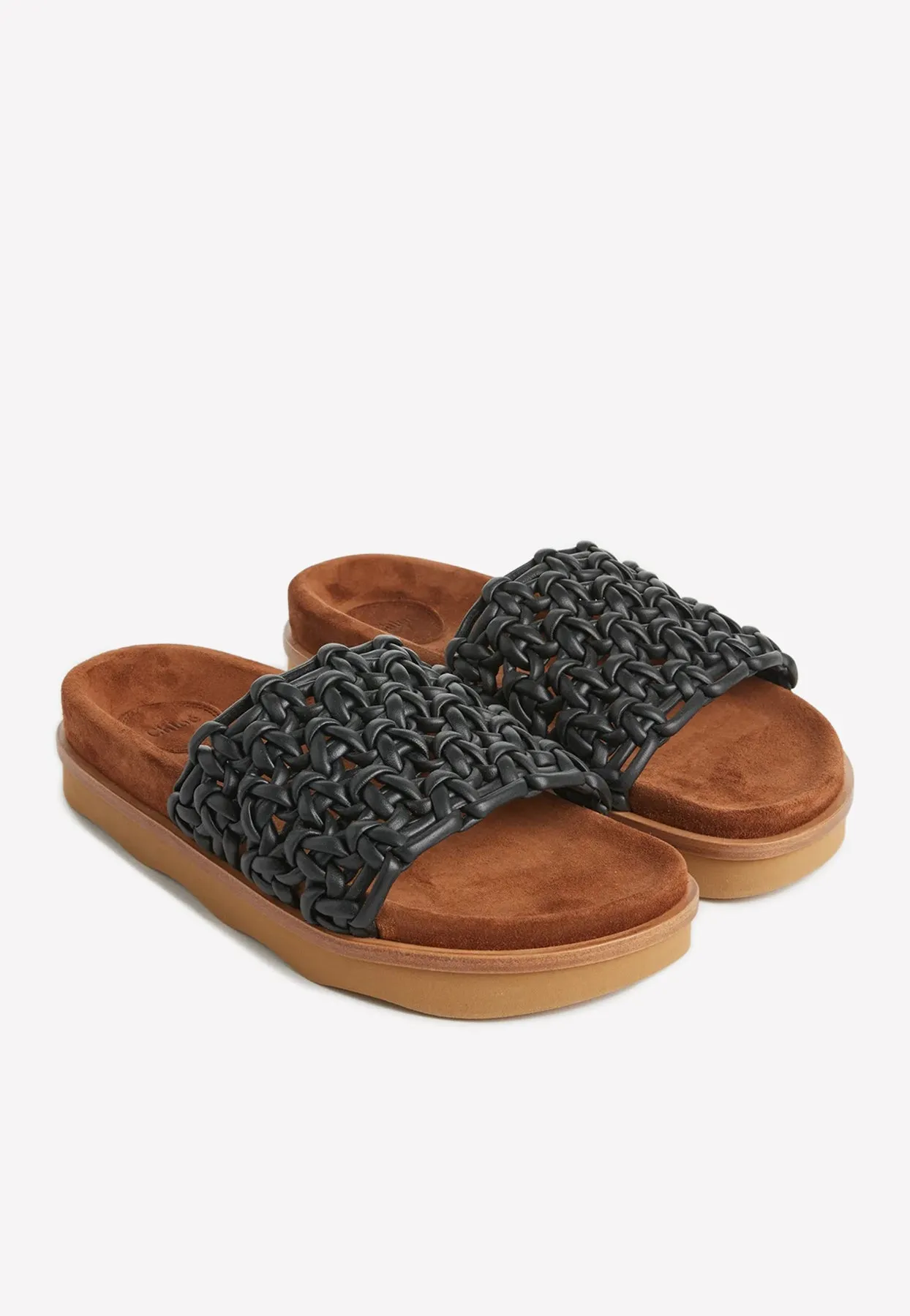 Wavy Braided Leather Flat Mules
