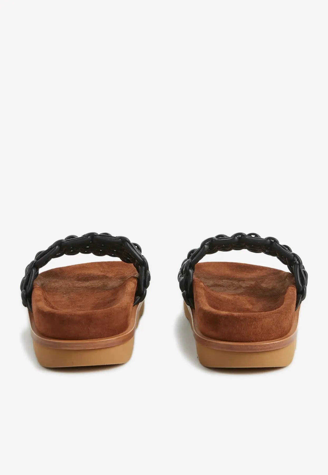 Wavy Braided Leather Flat Mules