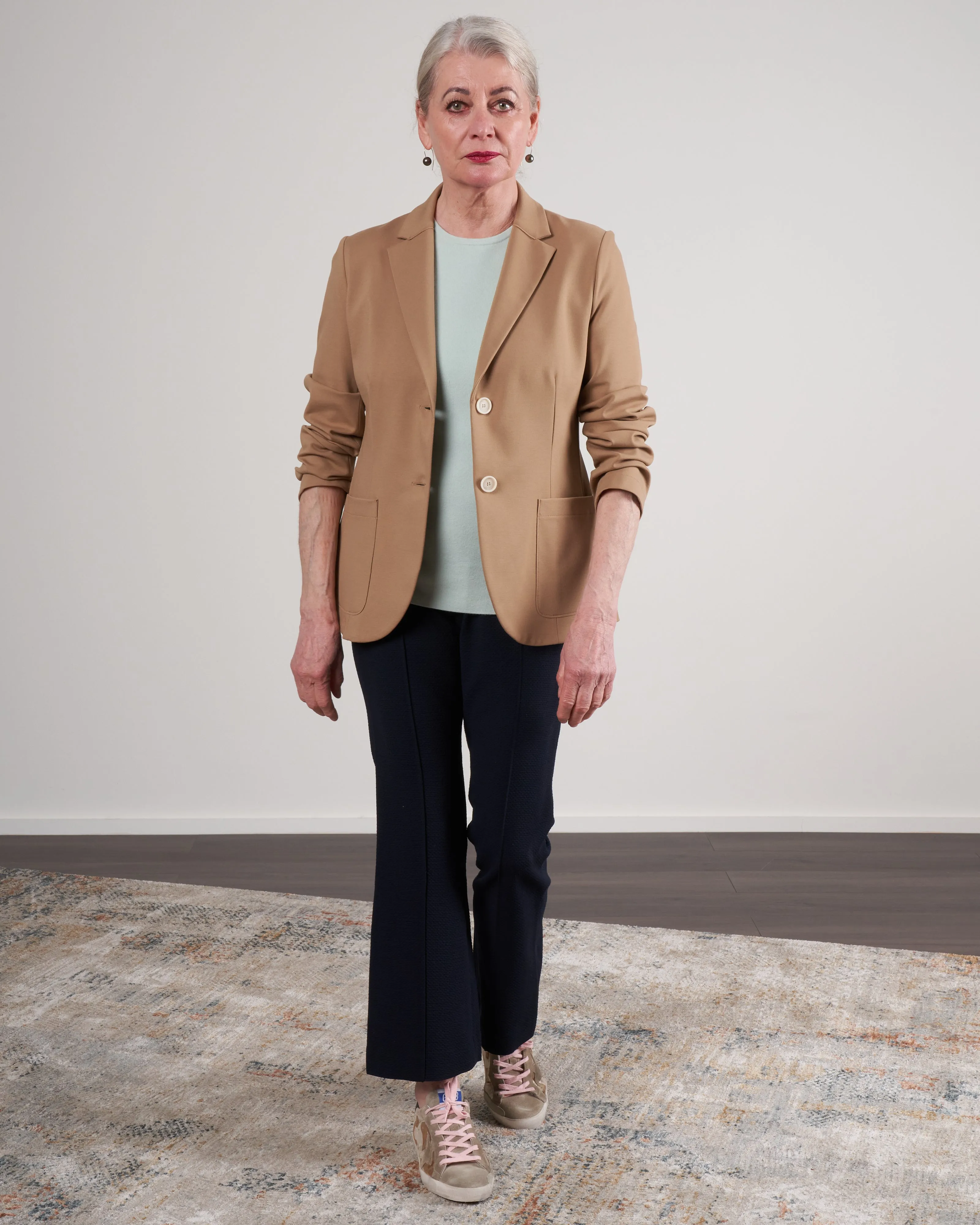 women fitted blazer techno viscose - tan