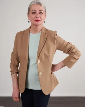 women fitted blazer techno viscose - tan