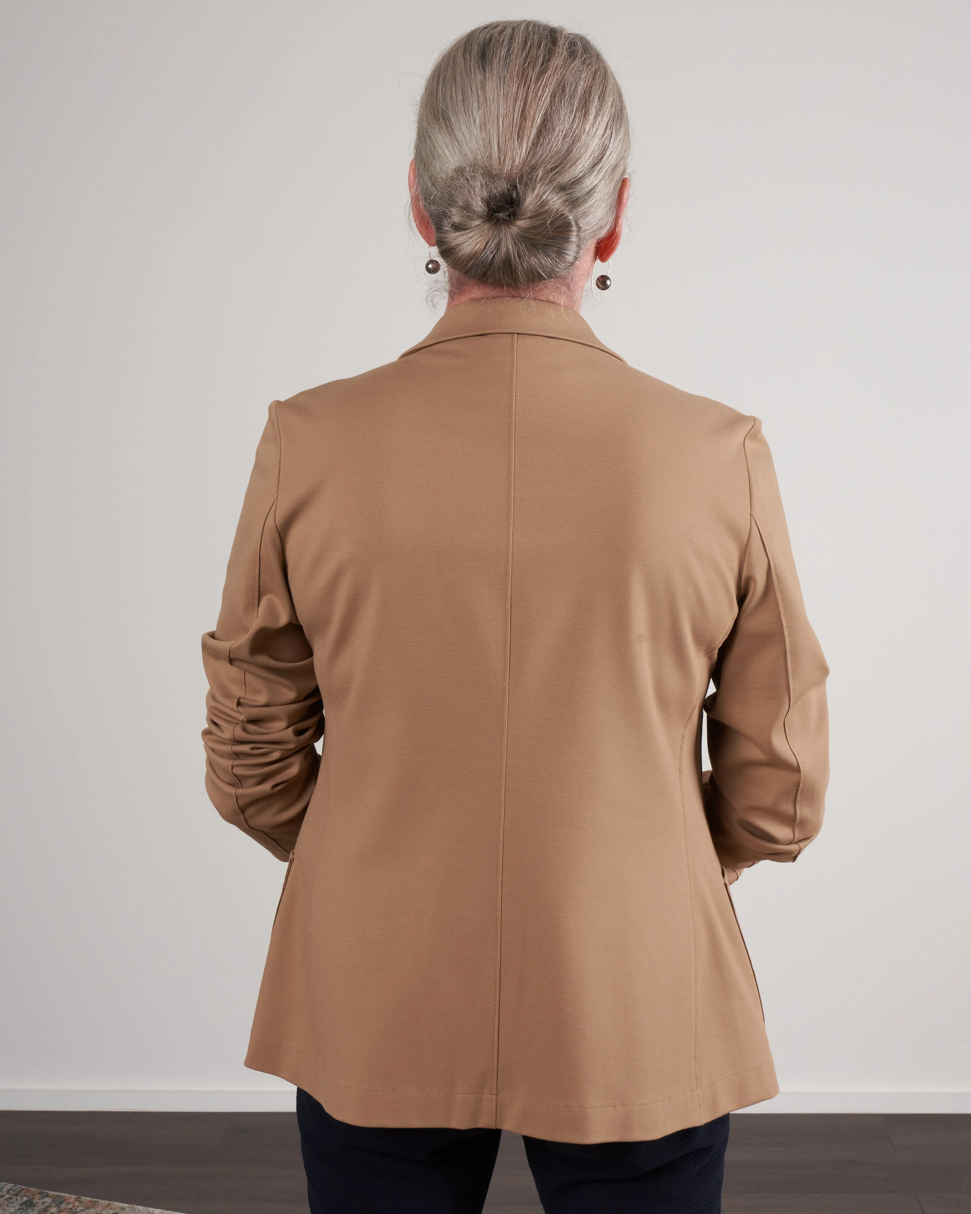 women fitted blazer techno viscose - tan