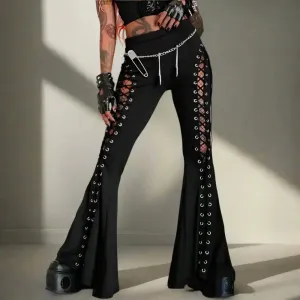 Y2K Flare Pants with Elastic Waist for Spring and Summer