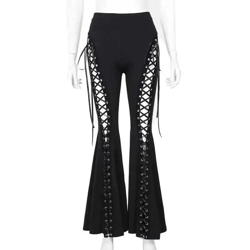 Y2K Flare Pants with Elastic Waist for Spring and Summer